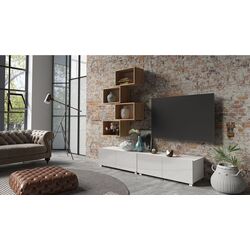 Тумба РТВ Mirjan24 Bralani/Calabrini C4 150 (White/White Gloss) Thumb