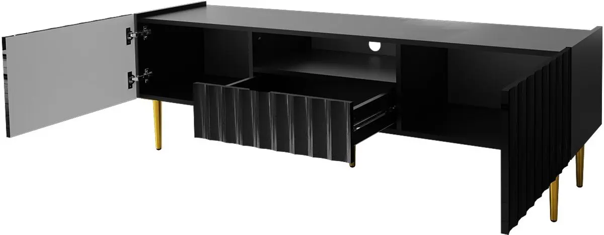 Tumba pentru TV Mirjan24 Brimono/Arcos 160 (Black/Black Gloss) - 2