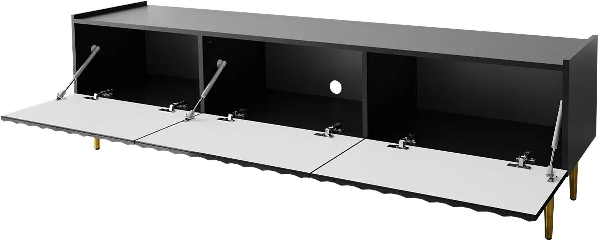 Tumba pentru TV Mirjan24 Brimono/Arcos 180 (Black/Black Gloss) - 2