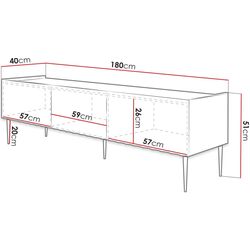 Tumba pentru TV Mirjan24 Brimono/Arcos 180 (Black/Black Gloss) Thumb