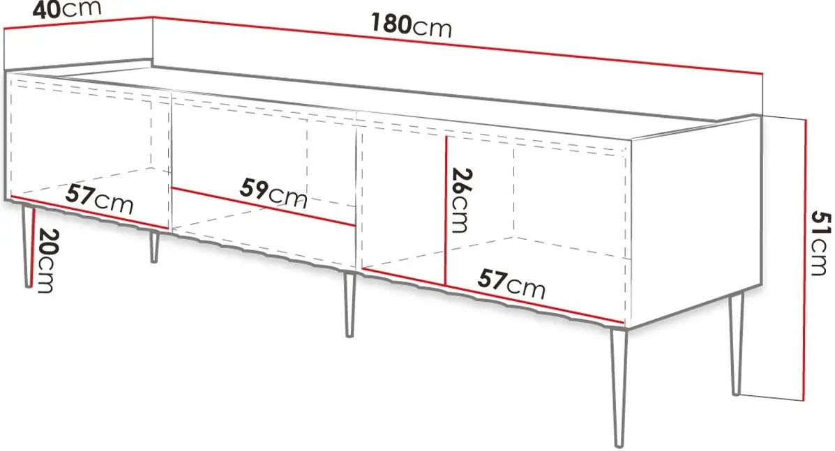 Tumba pentru TV Mirjan24 Brimono/Arcos 180 (White/White Gloss) - 6