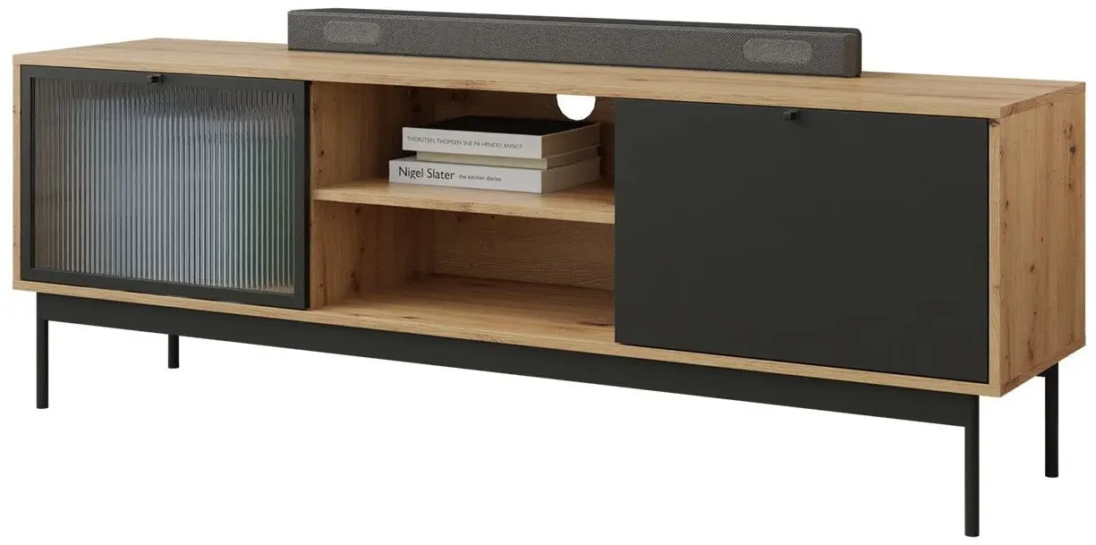 Тумба РТВ Mirjan24 Brulpin/Bartise 2K1P (Artisan Oak/Black) - 3