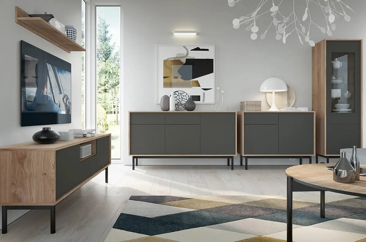 Тумба РТВ Mirjan24 Bruno/Basic 104 (Jackson Hickory/Graphite) - 5