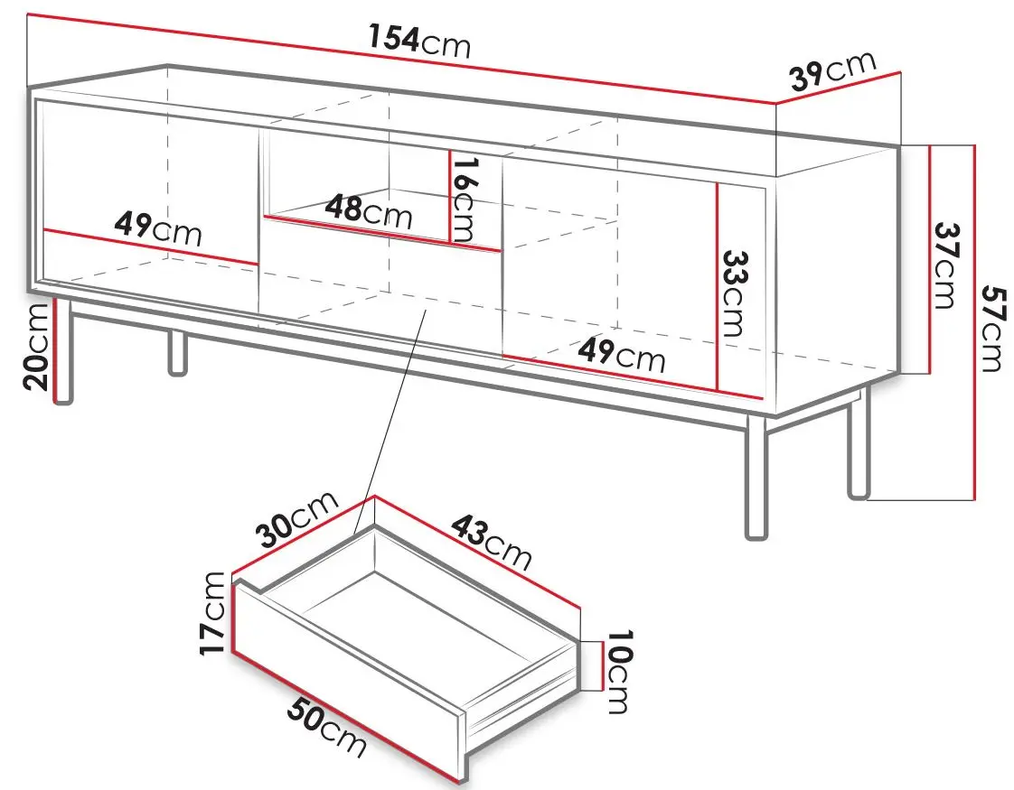 Тумба РТВ Mirjan24 Bruno/Basic 154 (Jackson Hickory/Graphite) - 3