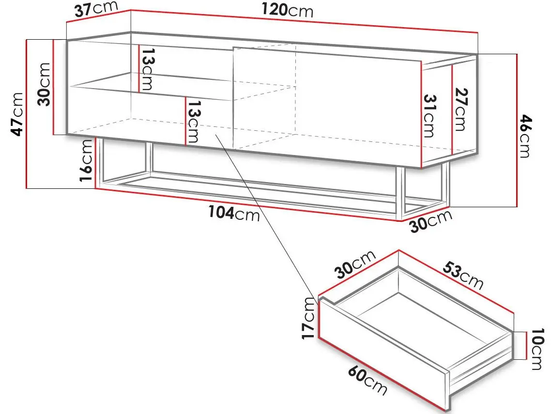 Тумба РТВ Mirjan24 Claude/Enjoy SZ120 (White) - 4