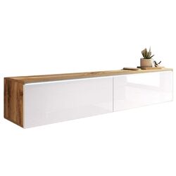 Tumba pentru TV Mirjan24 Dlone/Cabinet D 140 (White Gloss/Wotan Oak)
