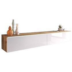 Tumba pentru TV Mirjan24 Dlone/Cabinet D 180 (White Gloss/Wotan Oak)