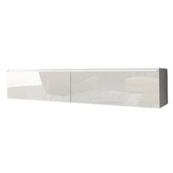 Tumba pentru TV Mirjan24 Dlone/Cabinet D cu iluminare LED 140 (White Gloss/White)