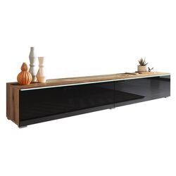 Tumba pentru TV Mirjan24 Dlone/Cabinet D cu iluminare LED 180 (Black Gloss/Wotan Oak)