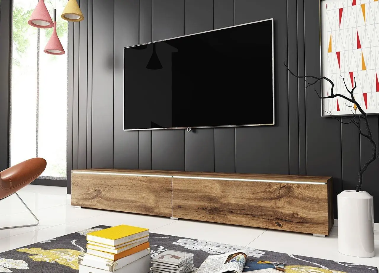 Tumba pentru TV Mirjan24 Dlone/Cabinet D cu iluminare LED 180 (Wotan Oak) - 4