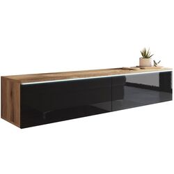 Tumba pentru TV Mirjan24 Dlone/D 140 cu iluminare LED (Black Gloss/Wotan Oak) Thumb