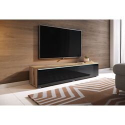 Tumba pentru TV Mirjan24 Dlone/D 140 cu iluminare LED (Black Gloss/Wotan Oak) Thumb