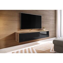 Тумба РТВ Mirjan24 Dlone/D 140 (Wotan Oak/Black Gloss)