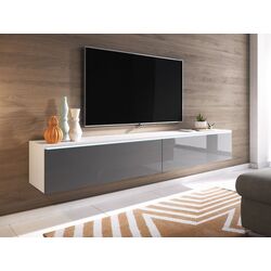 Tumba pentru TV Mirjan24 Dlone/D 180 cu iluminare LED (Gray Gloss/White)