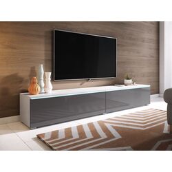 Tumba pentru TV Mirjan24 Dlone/D 180 cu iluminare LED (Gray Gloss/White) Thumb