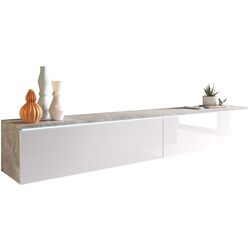 Тумба РТВ Mirjan24 Dlone/D 180 c LED подсветкой (White Gloss/Concrete) Thumb