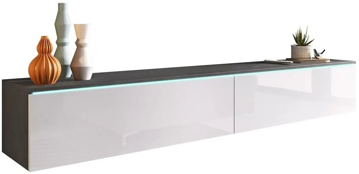 Тумба РТВ Mirjan24 Dlone/D 180 c LED подсветкой (White Gloss/Matera) - 3