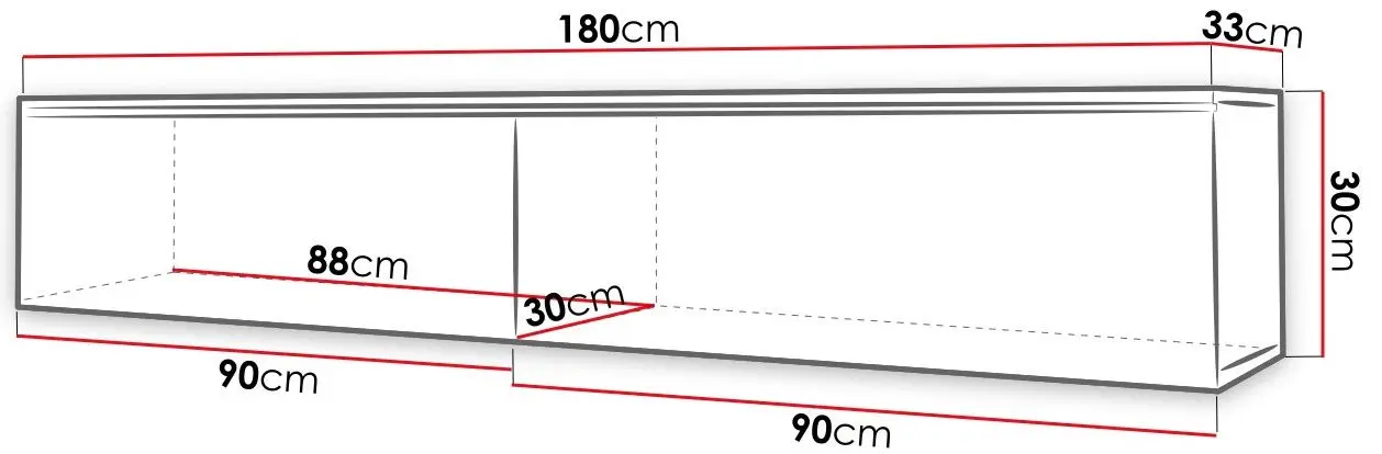 Тумба РТВ Mirjan24 Dlone/D 180 (Gray Gloss/White) - 2