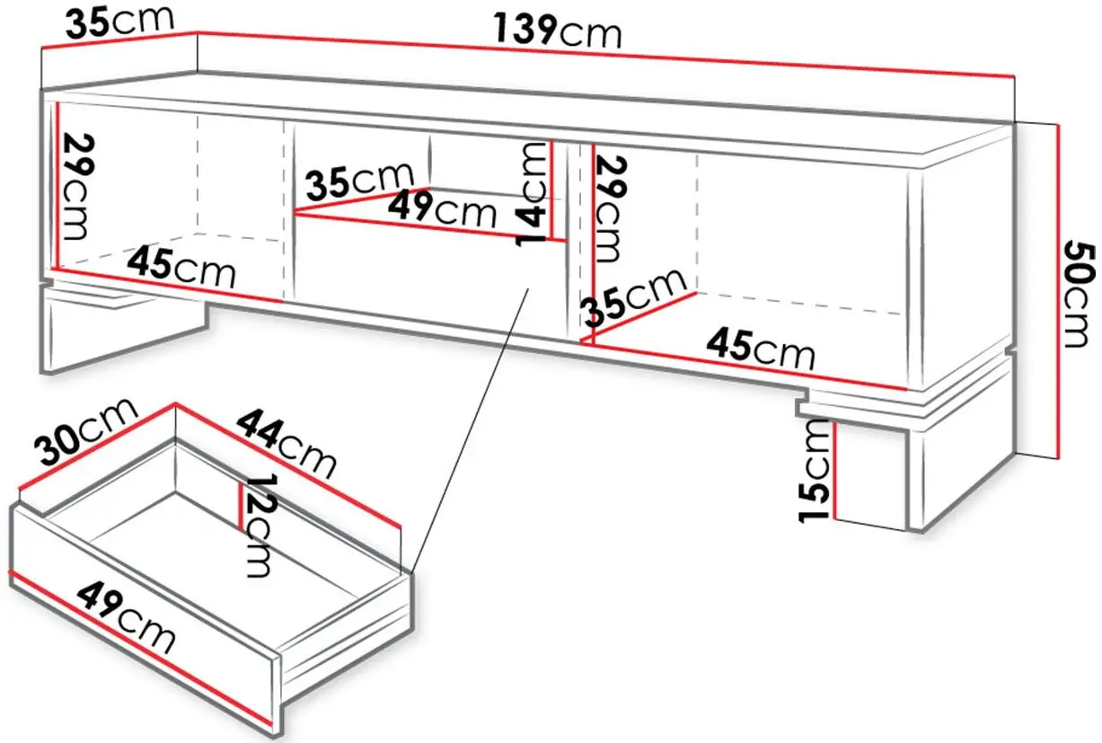 Тумба РТВ Mirjan24 Donazzi/Poreti (Artisan Oak/Gray Stone) - 4