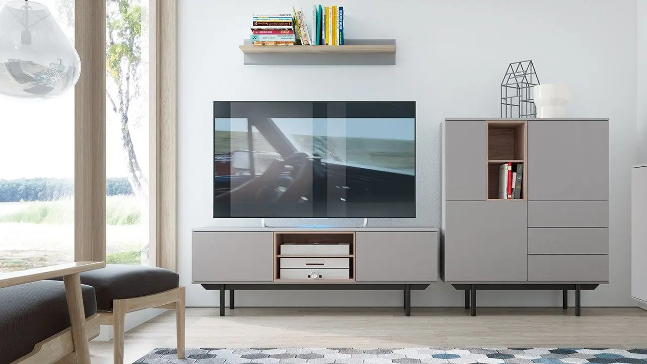 Tumba pentru TV Mirjan24 Francisco/Inox 150 (Gray/Jackson Hickory) - 3