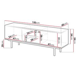 Tumba pentru TV Mirjan24 Francisco/Inox 150 (Gray/Jackson Hickory) Thumb