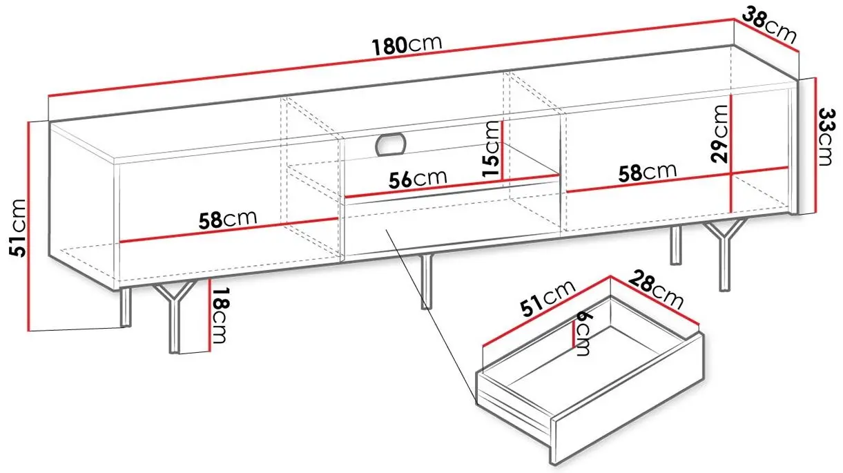 Тумба РТВ Mirjan24 Frelton FERTV180/Raven (Black Graphite) - 2