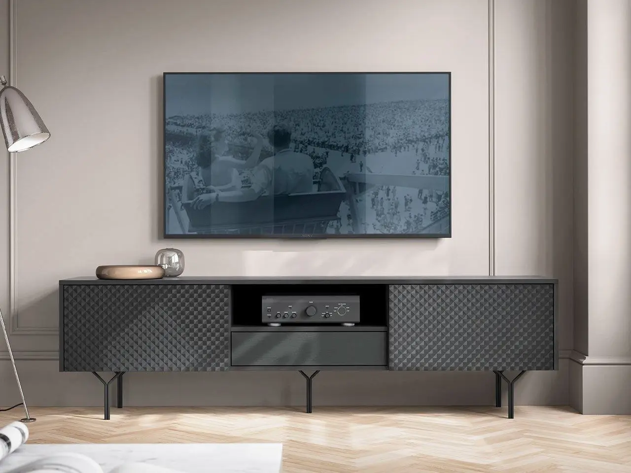 Тумба РТВ Mirjan24 Frelton FERTV180/Raven (Black Graphite)