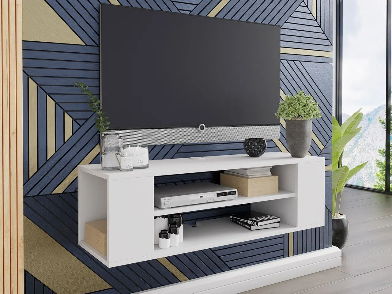 Тумба РТВ Mirjan24 Fusbo/Tezor (White) - 2