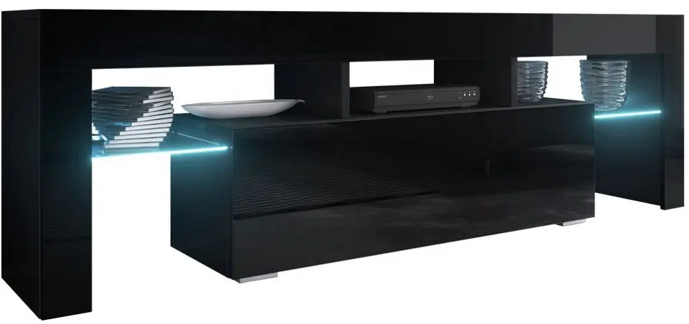 Тумба РТВ Mirjan24 Gordo/Toro 138 LED (Black/Black Gloss)