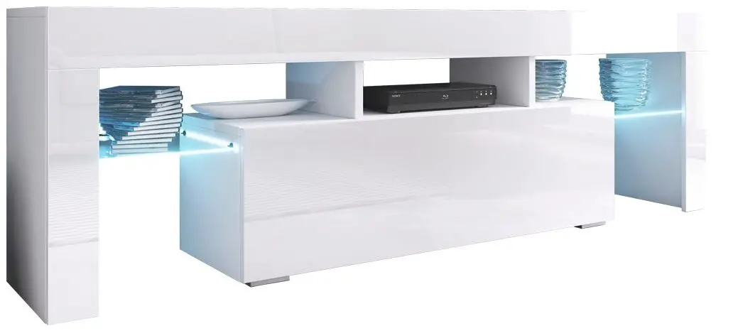 Тумба РТВ Mirjan24 Gordo/Toro 138 LED (White/White Gloss)