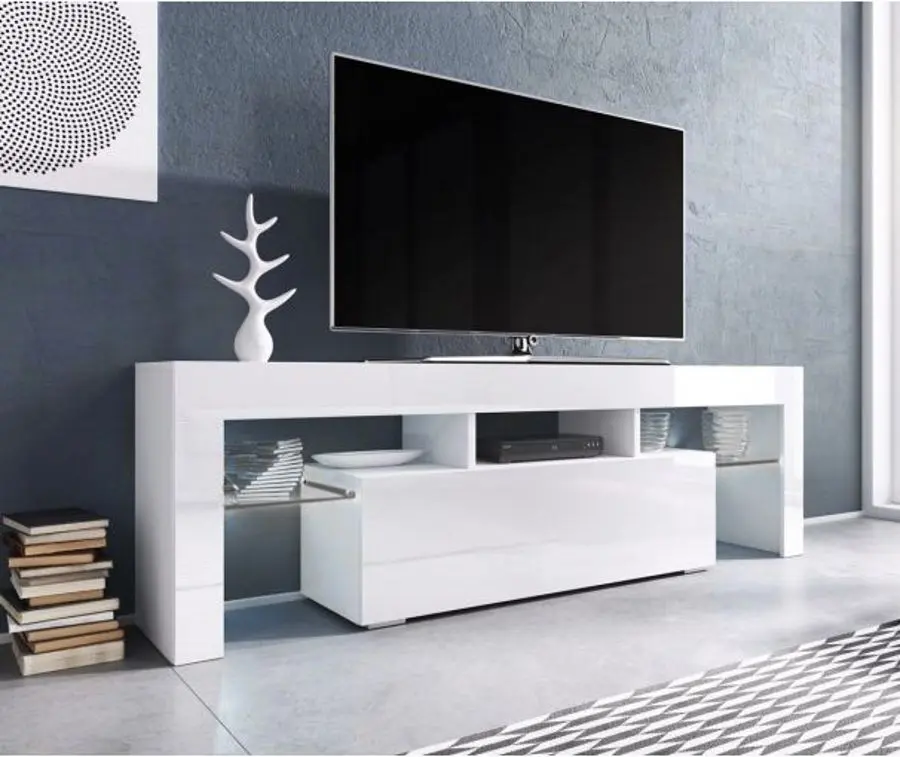 Tumba pentru TV Mirjan24 Gordo/Toro 138 (White/White Gloss) - 2
