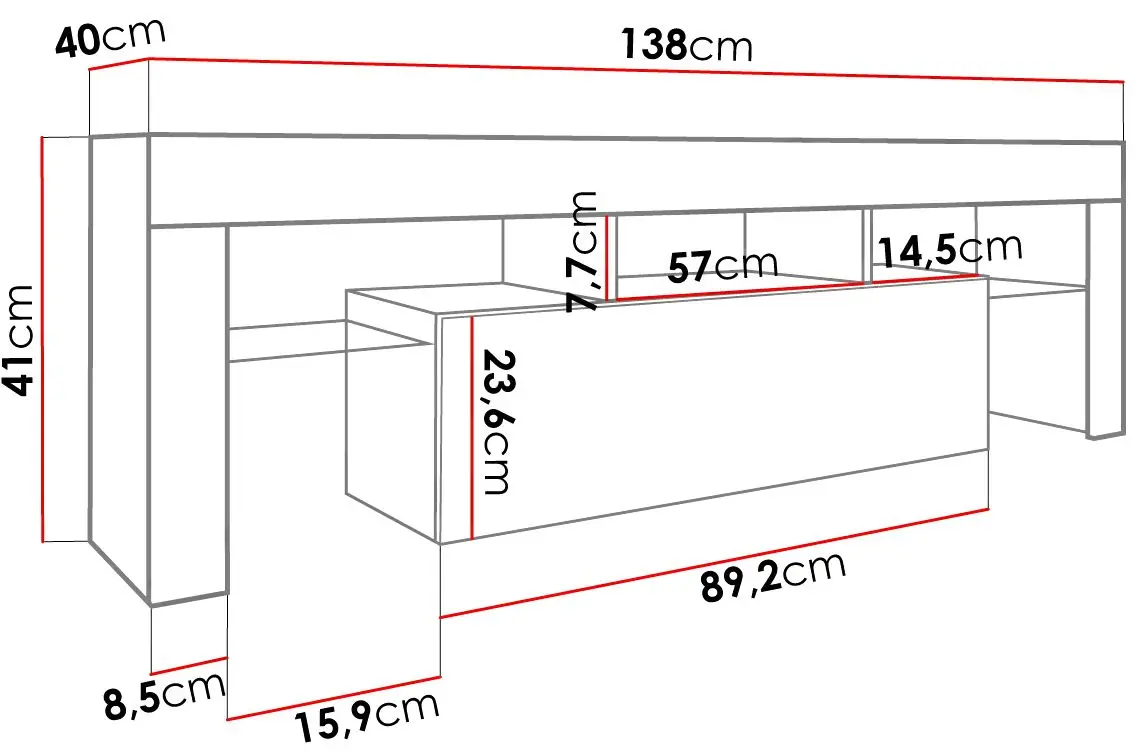Tumba pentru TV Mirjan24 Gordo/Toro 138 (White/White Gloss) - 3