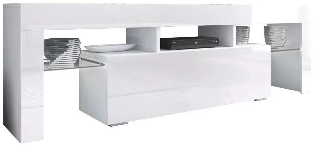 Tumba pentru TV Mirjan24 Gordo/Toro 138 (White/White Gloss)