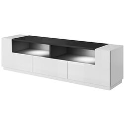 Tumba pentru TV Mirjan24 Malikuz/Las Vegas LED (White/White Gloss/Black)