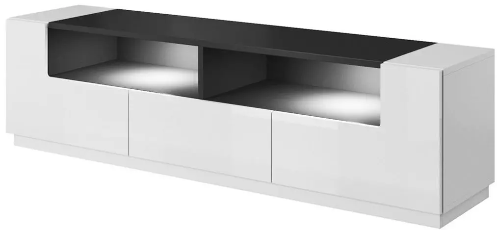 Тумба РТВ Mirjan24 Malikuz/Las Vegas LED (White/White Gloss/Black)