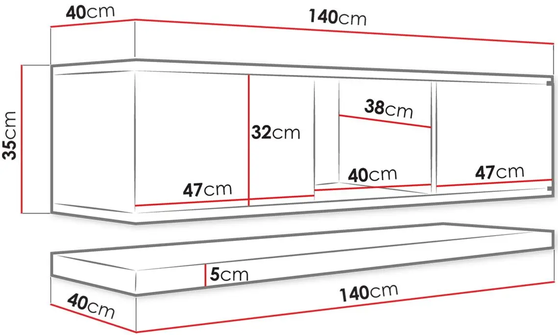 Тумба РТВ Mirjan24 Manitoba/Wizz (White/White Gloss) - 4