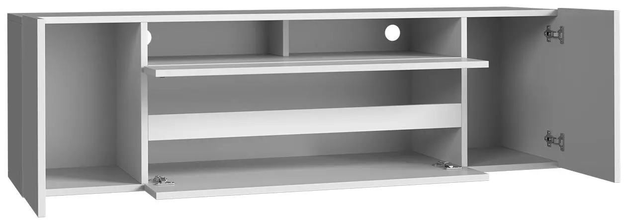 Tumba pentru TV Mirjan24 Maryland/Sound LED (White/White Gloss) - 5