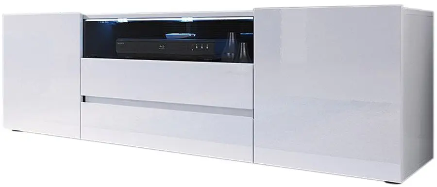 Tumba pentru TV Mirjan24 Maryland/Sound LED (White/White Gloss)