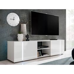 Tumba pentru TV Mirjan24 Metikone/Diss cu LED iluminare (White/White Gloss) Thumb