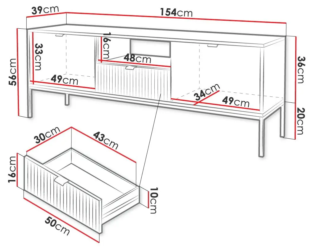 Tumba pentru TV Mirjan24 Mijano MRTV154/Nova RTV154 (Gray) - 5