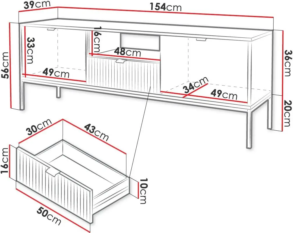 Тумба РТВ Mirjan24 Mijano MRTV154/Nova RTV154 (White) - 6
