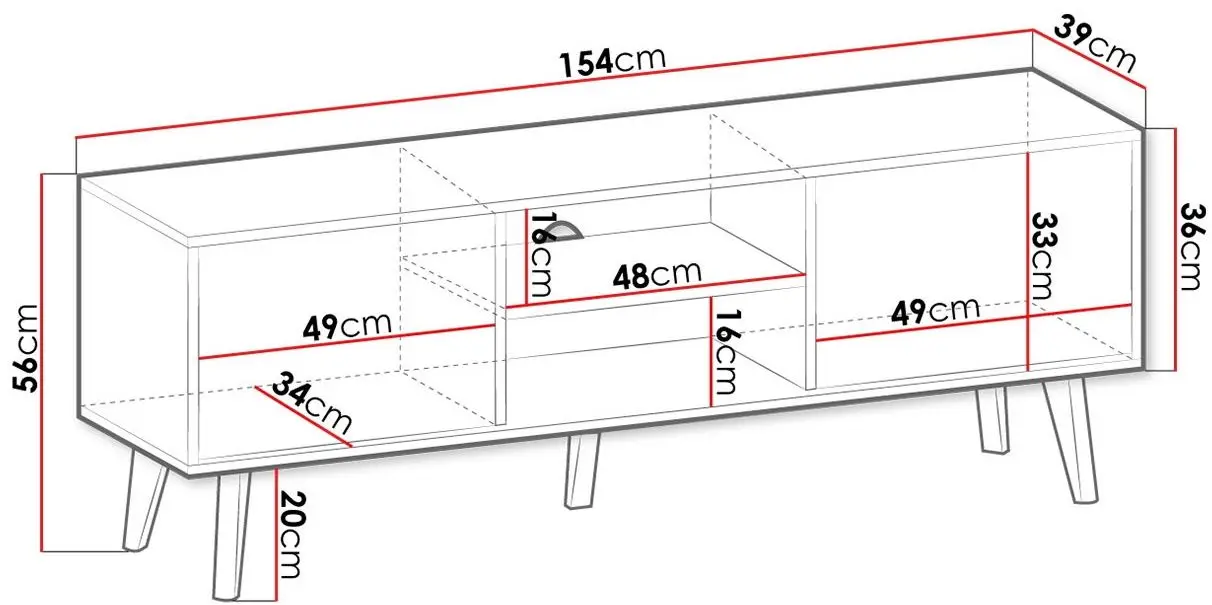 Тумба РТВ Mirjan24 Mostero MSRTV154/Willow (Artisan Oak/Black) - 2