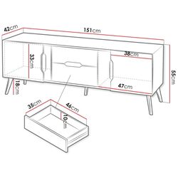 Тумба РТВ Mirjan24 Motez/Dazel 2D2S (Gray/Black) Thumb