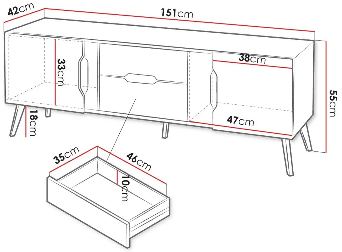 Тумба РТВ Mirjan24 Motez/Dazel 2D2S (Gray/Black) - 2