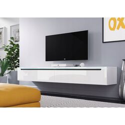 Тумба РТВ Mirjan24 Nadur/Duna I 180 c LED подсветкой (White/White Gloss) Thumb