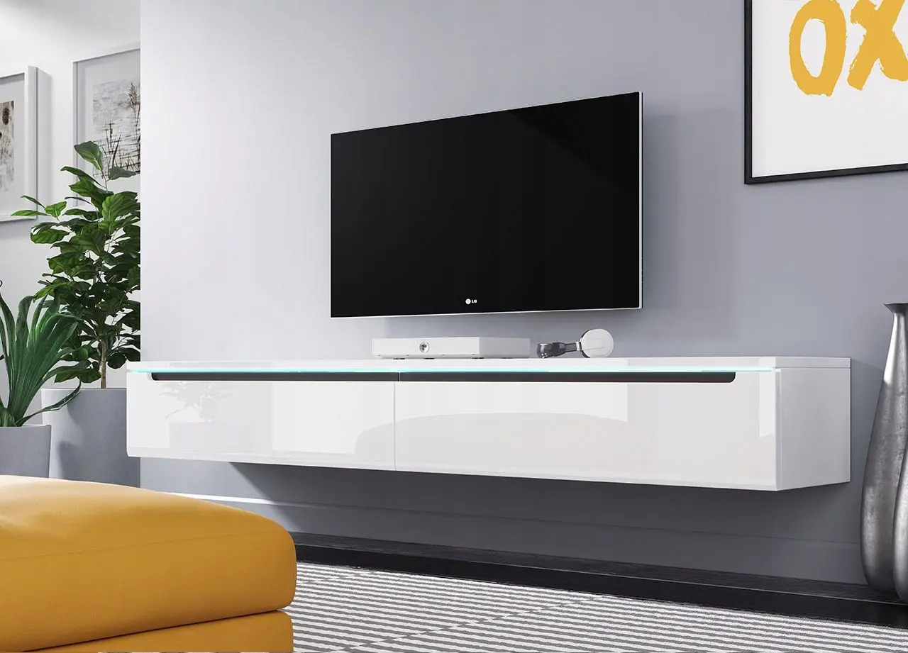 Тумба РТВ Mirjan24 Nadur/Duna I 180 (White/White Gloss) - 4