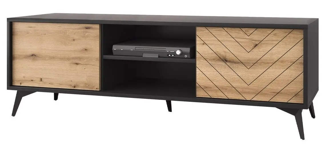 Тумба РТВ Mirjan24 Namiro/Diamond NRTV154 (Black/Evoke Oak) - 2