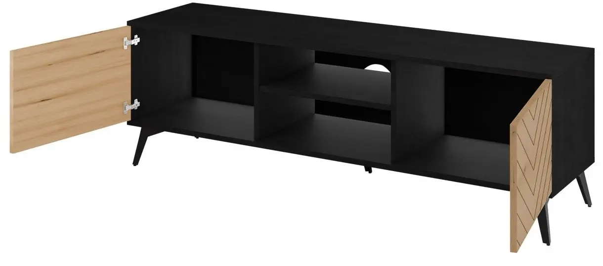 Тумба РТВ Mirjan24 Namiro/Diamond NRTV154 (Black/Evoke Oak) - 3