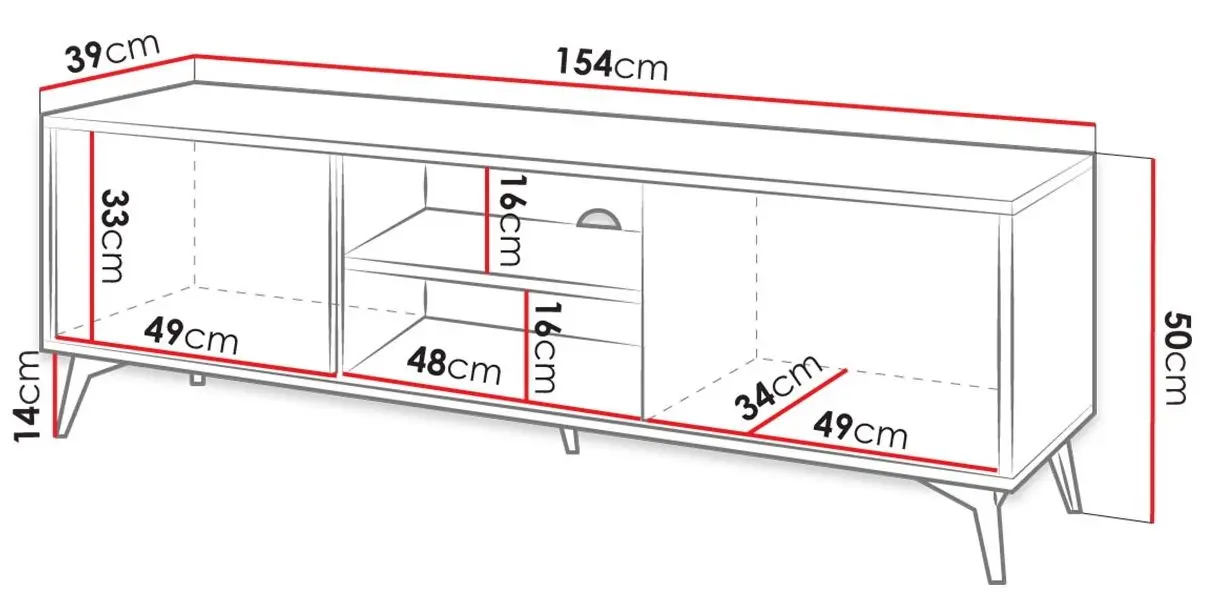 Тумба РТВ Mirjan24 Namiro/Diamond NRTV154 (Black/Evoke Oak) - 4