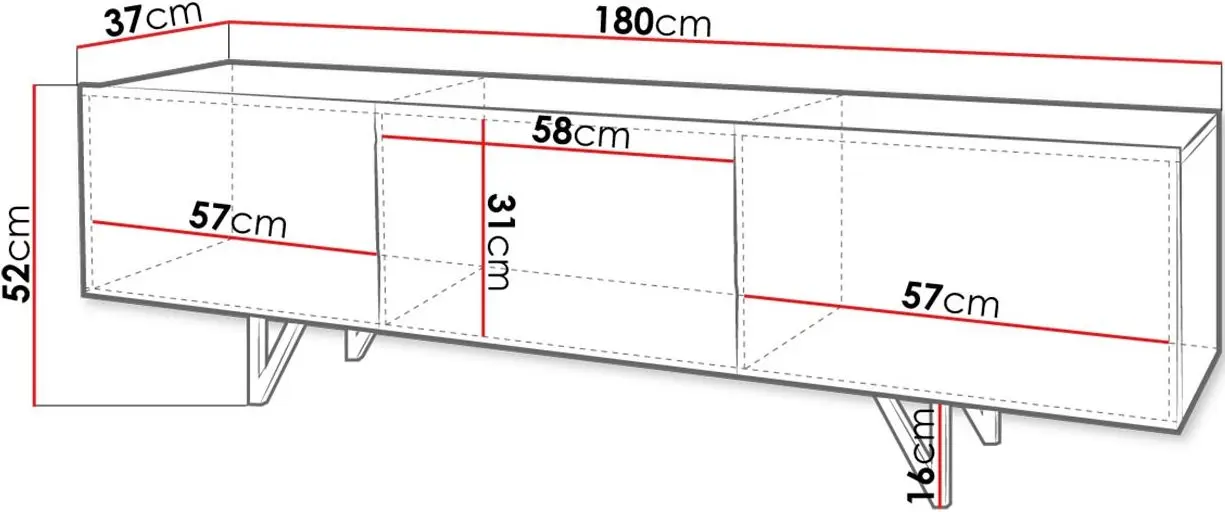 Tumba pentru TV Mirjan24 Nivotis/Radom 01 180 (Black/Black Gloss) - 5